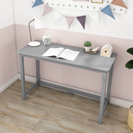 Max & Lily Solid Wood Small Desk for Home Office, Computer, Gaming, Study, Work, 47", Grey