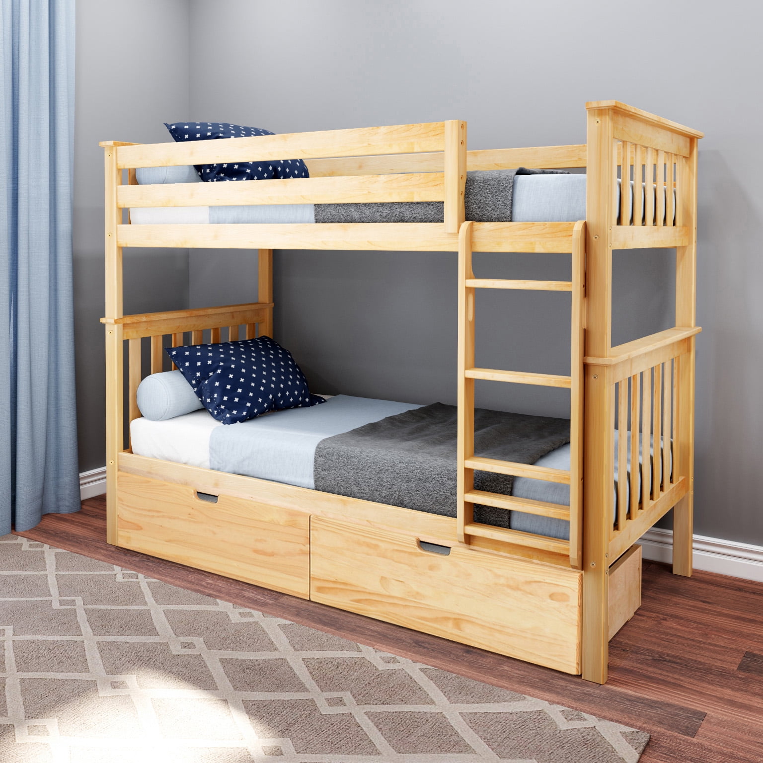 Max & Lily Solid Wood Twin over Twin Bunk Bed