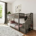 thumbnail image 1 of Max & Lily Solid Wood Twin over Twin Low Bunk Bed for Kids with Staircase, Clay, 1 of 12