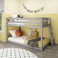 thumbnail image 1 of Max & Lily Solid Wood Twin over Twin Low Bunk Bed with Ladder on End For Kids, Grey, 1 of 13