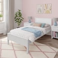 thumbnail image 1 of Max & Lily Twin Bed Frame, Solid Wood Classic Platform Bed with Panel Headboard for Kids, 1 of 10