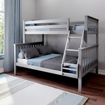 Max & Lily Twin Over Full Bunk Bed Frame For Kids Bedroom Furniture with Ladder, Grey