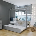 thumbnail image 1 of Max & Lily Twin Size Solid Wood House Bed Frame with Storage Trundle and Roof for Kids Bedroom, 1 of 9