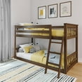 thumbnail image 1 of Max & Lily Twin over Twin Bunk Bed for Kids, Solid Wood Low Bunk Beds with Ladder, Walnut, 1 of 10