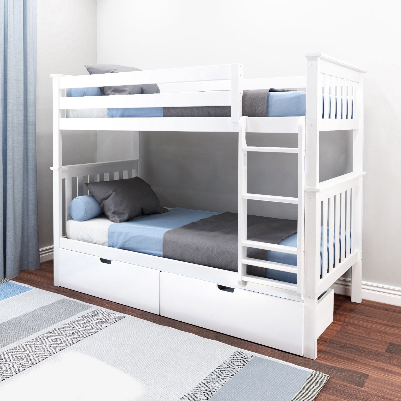 Max & Lily Twin over Twin Bunk Bed for Kids with Underbed Storage