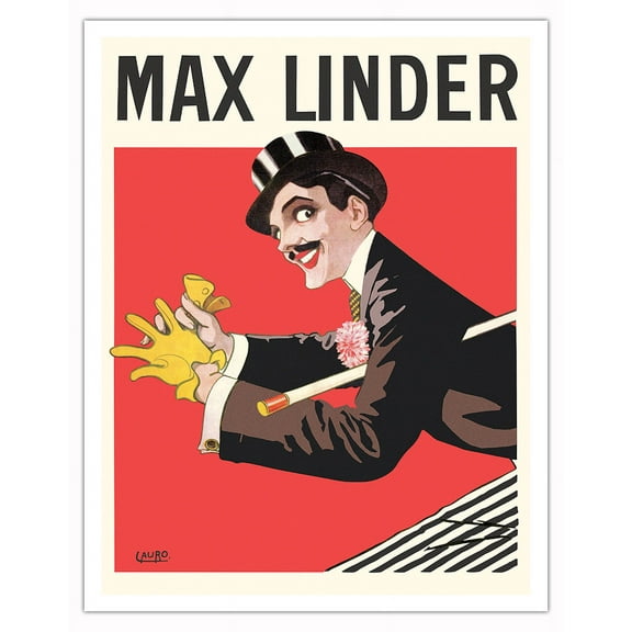 Max Linder - International Silent Film Star - Vintage Film Movie Poster by Lauro c.1913 - Fine Art Matte Paper Print (Unframed) 11x14in