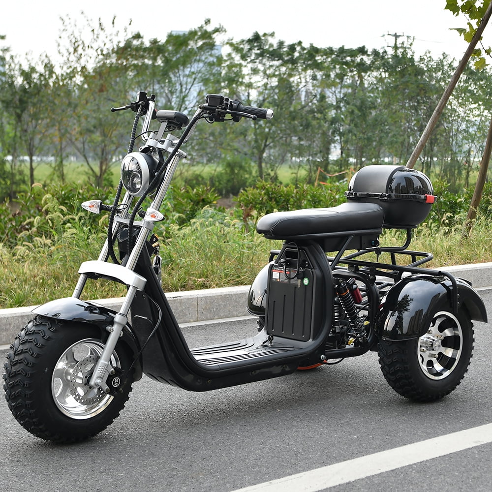 Ehoodax 3-Wheel Mobility Scooter with Headlights, Black, 550 Lb Limit
