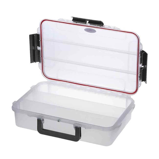 Max MAX004T.113 13.77 x 9.05 x 3.38 in. Water & Dust Proof Tackle Box with Three Compartments, Transparent
