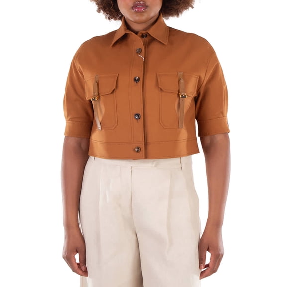 Max Mara Agiate Cropped Stretch-Cotton Jacket, Brand Size 40 (US Size 6)