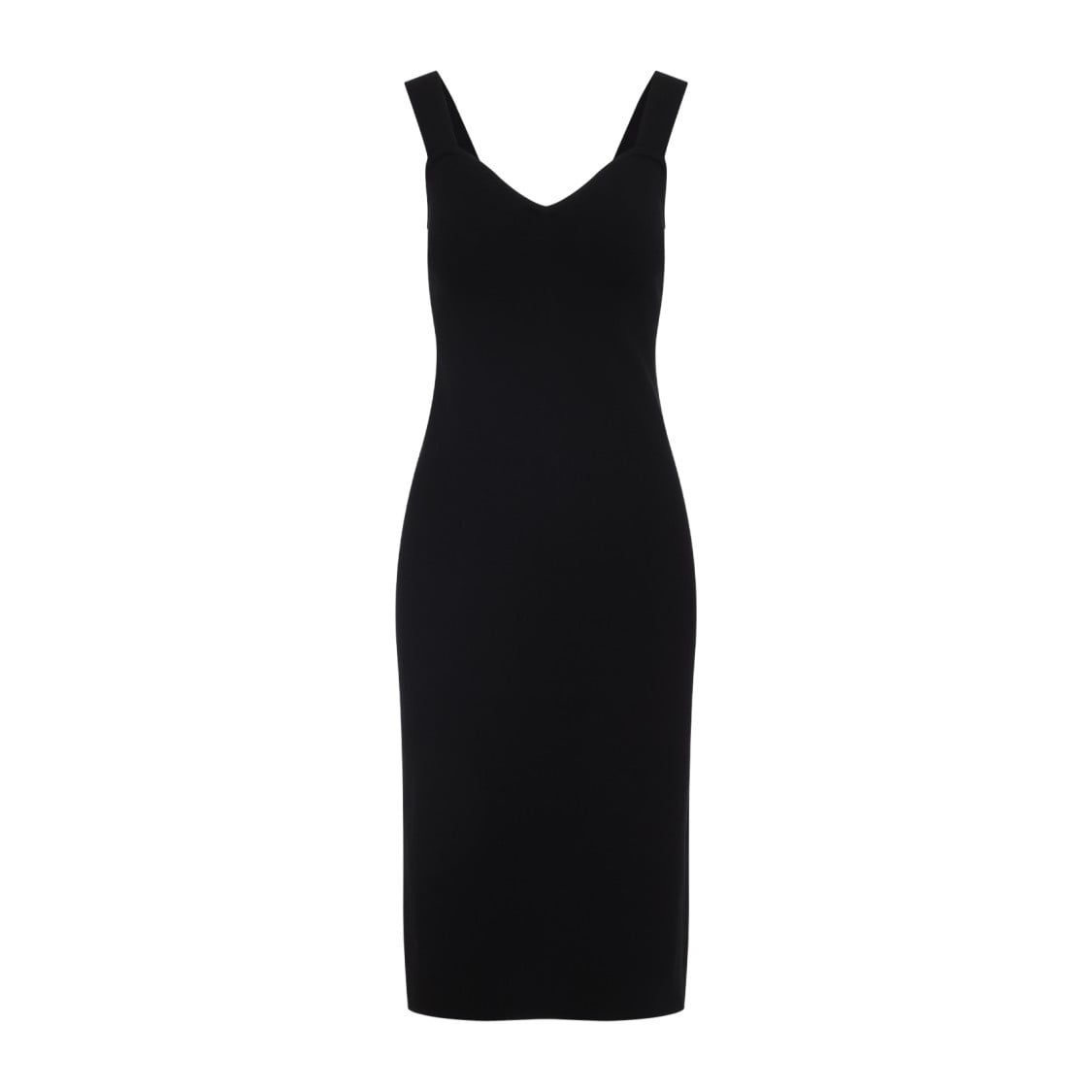 オールインワン・サロペット Max Mara Black Midi Dress With Flattering V-Neckline Max Mara Black Midi Dress With Flattering V-Neckline