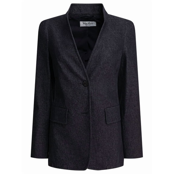 Max Mara Denim-Effect Blazer With Stand-Up Collar (Women's)
