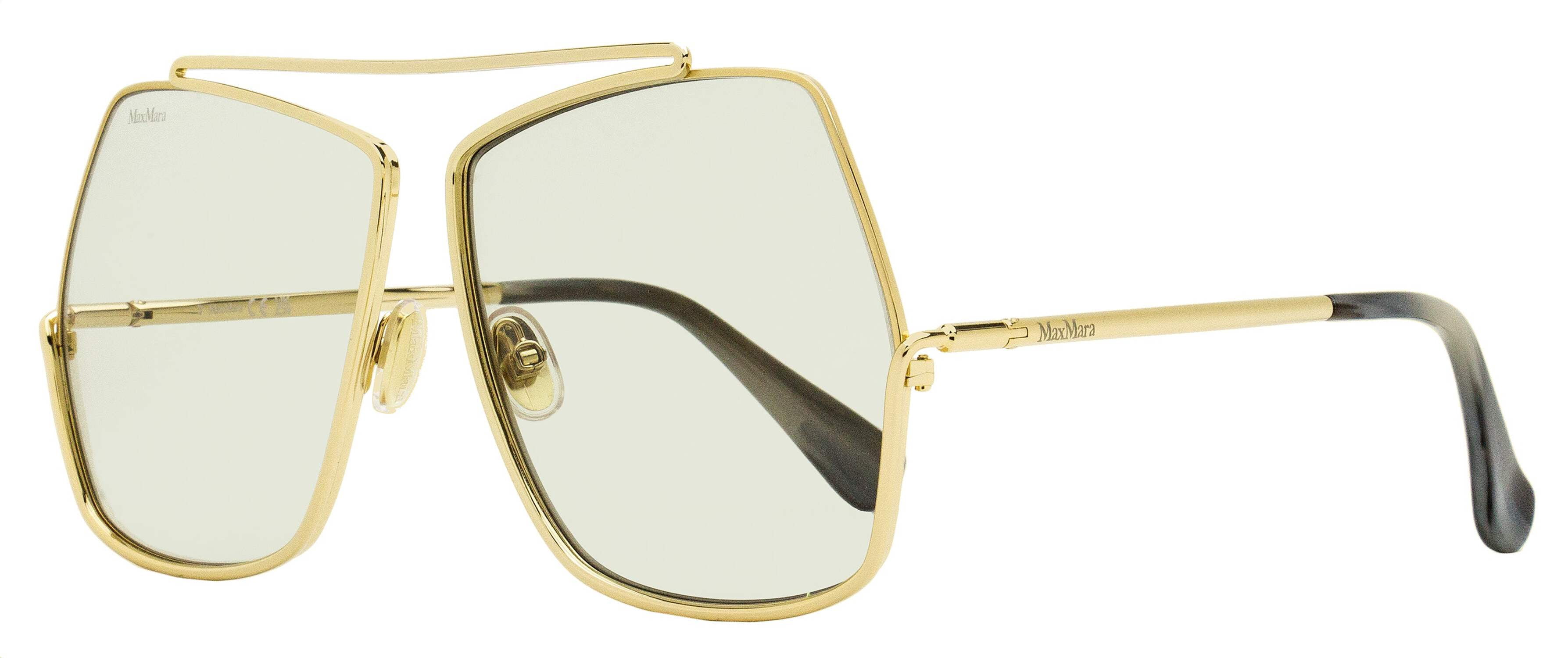 Max Mara Elsa Sunglasses MM0006 32N Gunmetal/Horn 64mm MaxMara MM 0006 Elsa Sunglasses in Shiny Pale Gold/Green  main image 2