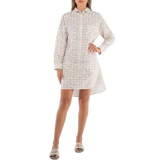 Max Mara Ladies White Bevanda Monogram Shirt Minidress, Brand Size 36 (US Size 2)