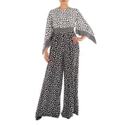 Max Mara Ladies White Black Origano Printed Silk Jumpsuit, Brand Size 34 US Size 0