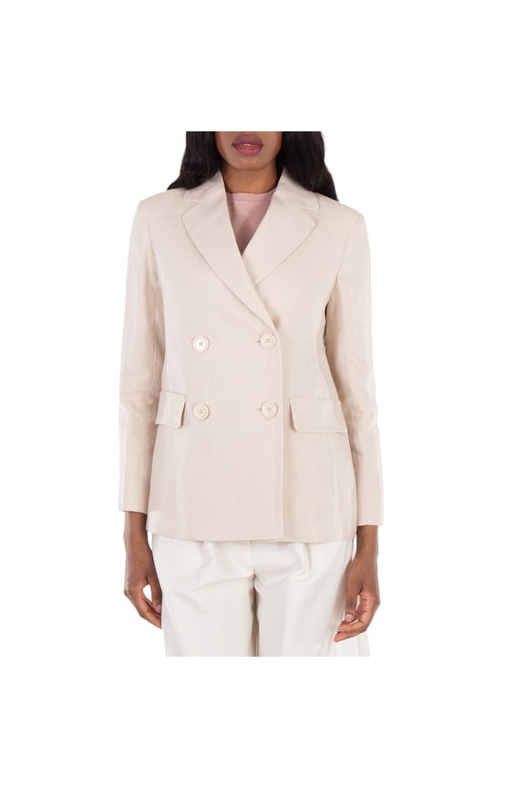 Laura Double-Breasted Linen Blazer, Brand Size 38 (US Size 4)