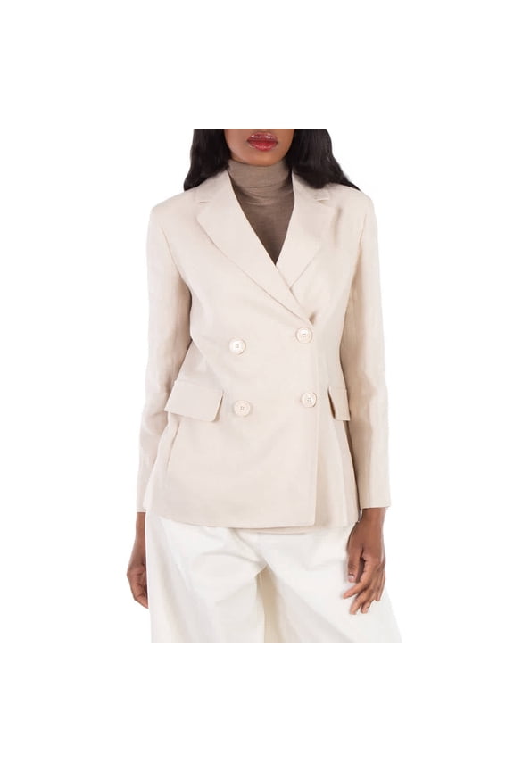 Laura Double-Breasted Linen Blazer, Brand Size 42 ( US Size 8 )