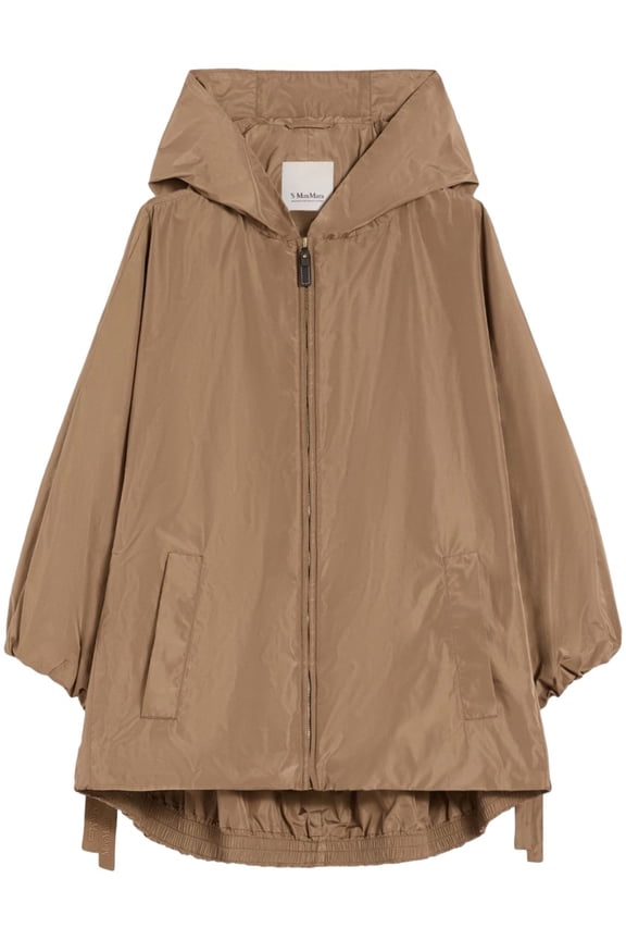 Loose-Fit Brown Jacket With High Collar And Hood (Women's)