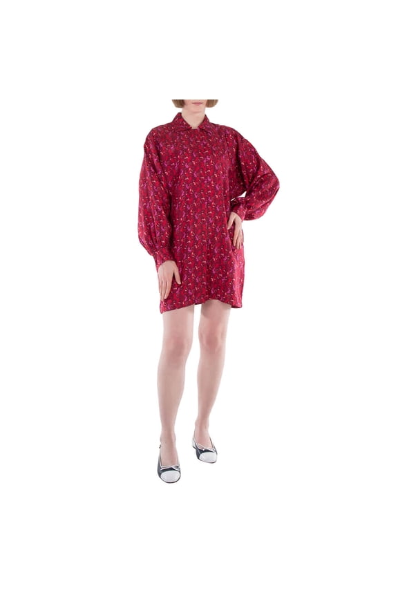 Ozio Printed Silk Shirt Dress, Brand Size 38 ( US Size 4 )