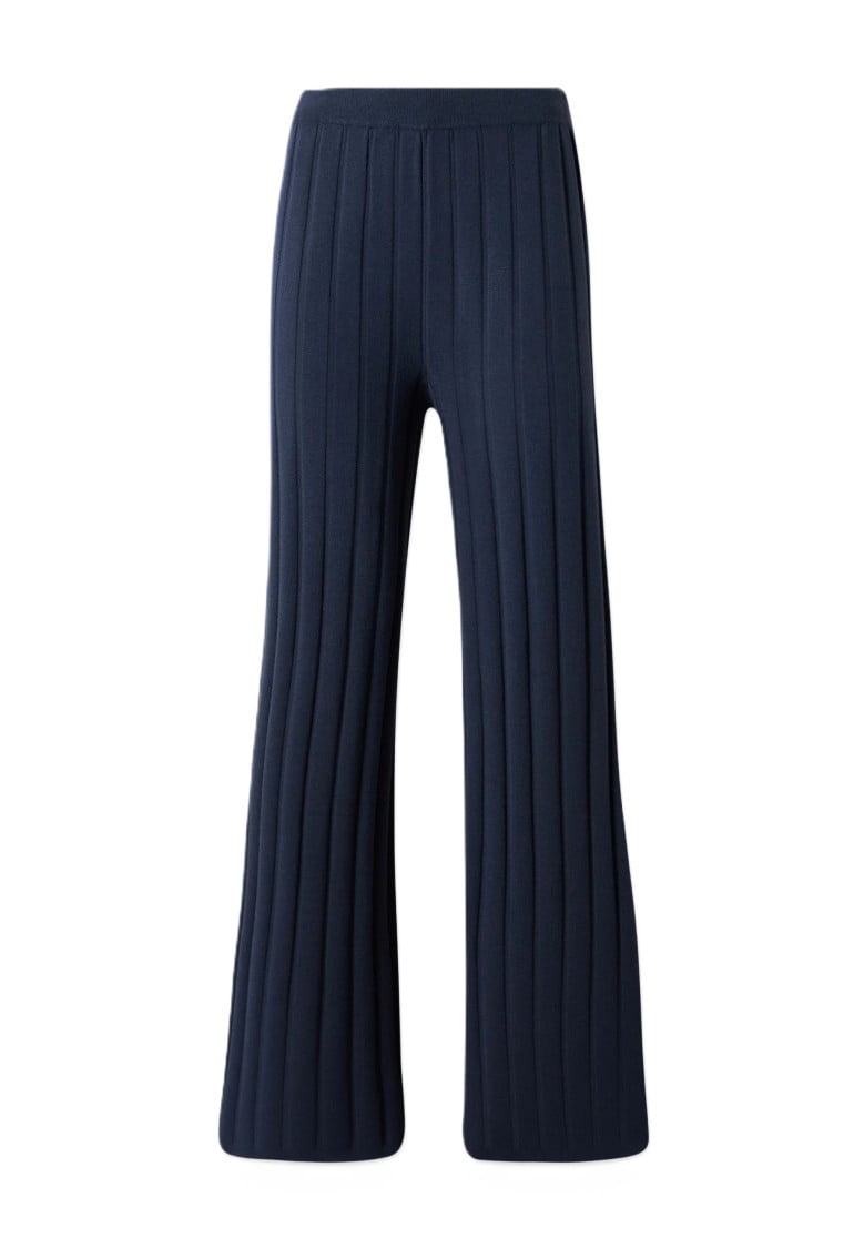 Ribbed Wide-Leg Pants With Relaxed Fit (Women's)