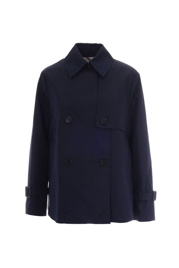 Short Double-Breasted Trench Coat In Water-Repellent Gabardine (Women's)