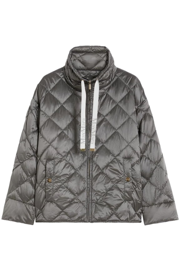 Short Padded Jacket With Quilted Diamond Pattern (Women's)