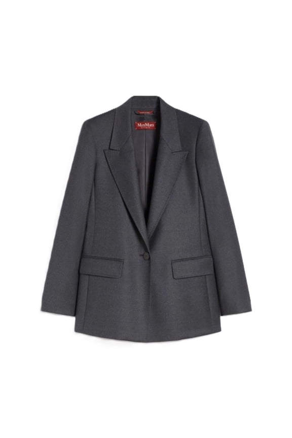 Structured Grey Tailored Blazer With Flap Pockets (Women's)