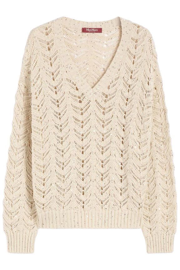 Textured Knitted Top With Openwork Chevron Pattern (Women's)