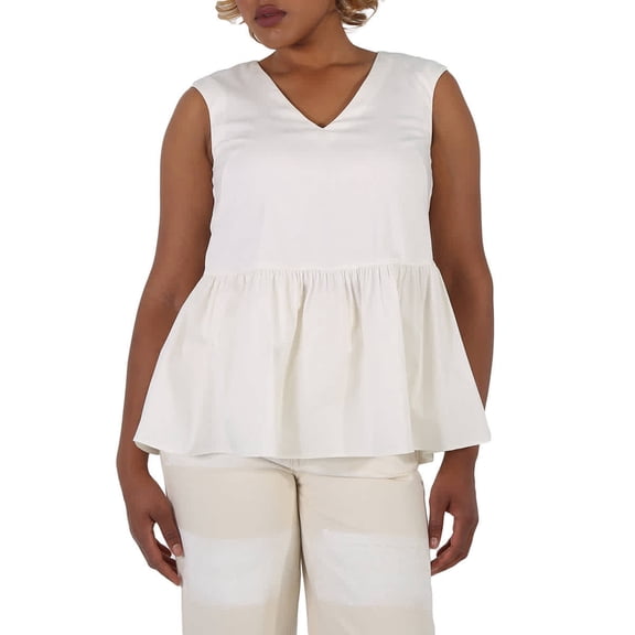 Max Mara Weekend Ladies Nebbie White Peplum Blouse, Brand Size 40 (US Size 6)