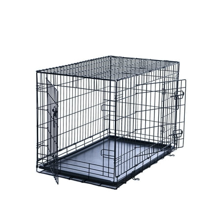 Max & Marlow Double-Door Dog Crate, Foldable Metal Wire Kennel, Portable, Tray and Divider Included, 22" x 13" x 15.50"