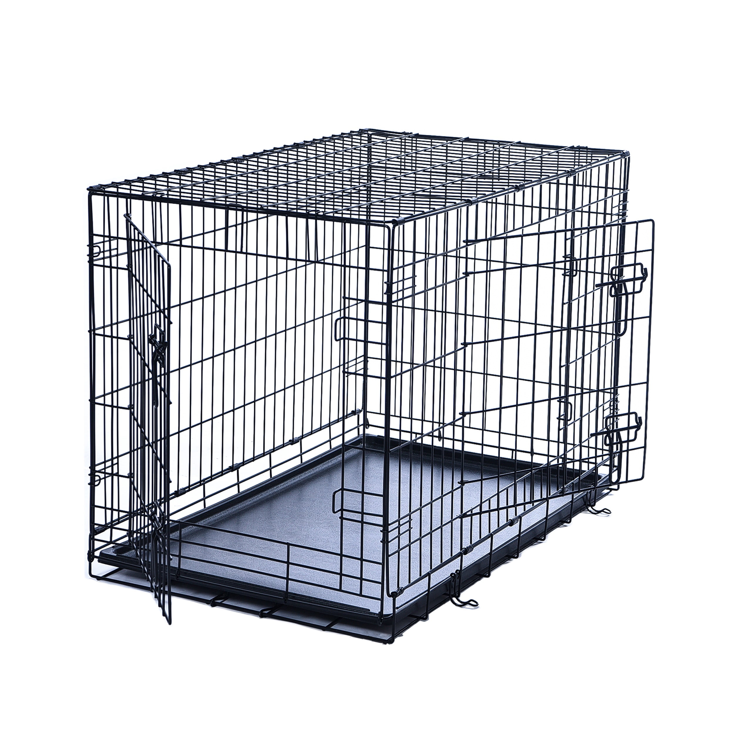 Max&Marlow 30inch Double-Door Dog Crate, Foldable Metal Wire Dog Kennel with Tray and Divider for Medium Dogs