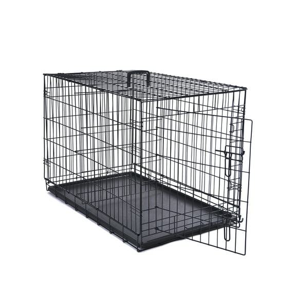 Max & Marlow Single-Door Dog Crate, Foldable Metal Wire Kennel, Portable, Tray and Divider Included, 30" x 19" x 21.5"