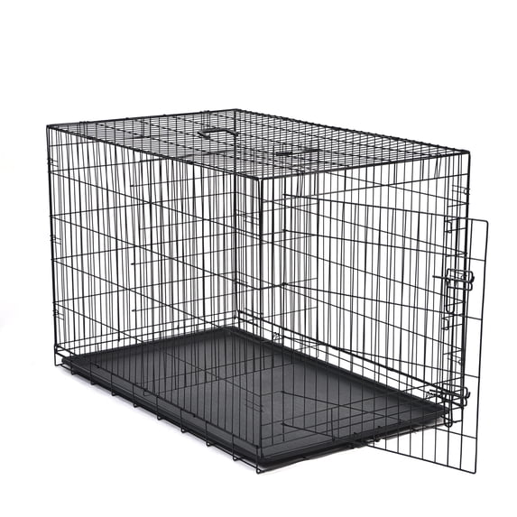 Max & Marlow Single-Door Dog Crate, Foldable Metal Wire Kennel, Portable, Tray and Divider Included, 42" x 27" x 30"