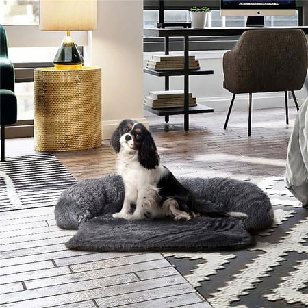 Max & Marlow 4558801 Unisex Plush Faux Fur Bolstered Sofa Cover & Pet Bed, Charcoal - Medium