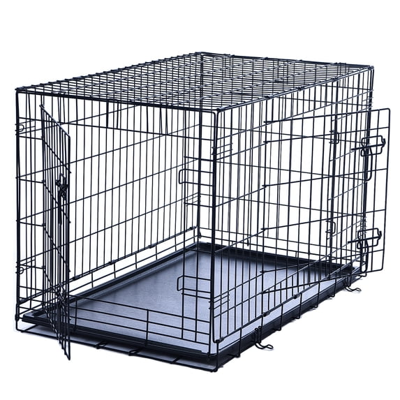 Max & Marlow Double-Door Dog Crate, Foldable Metal Wire Kennel, Portable, Tray and Divider Included, 48" x 29" x 31.5"