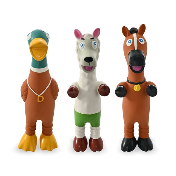 Max & Marlow 9.2" Squeaky Dog Toys for Small Dog, 3 Pack Funny Latex Puppy Chew Toys