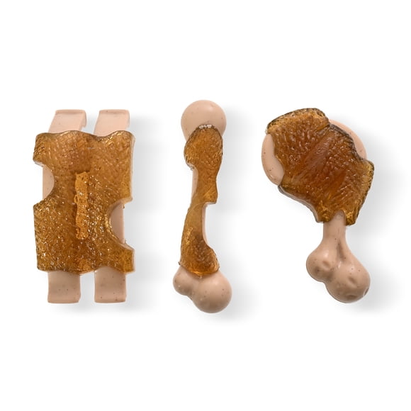 Max & Marlow Simulated Chicken Bone Toy for Small Dogs, Durable Dog Chew Toys with Chicken Flavor, 3 Pack