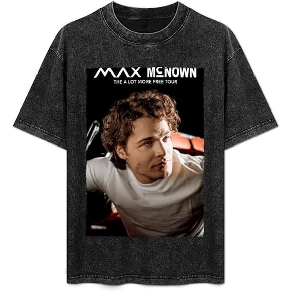 Max McNown 2025 Merch Washed T-shirt Cool Print Short Sleeve Men And Women Hip Hop Top
