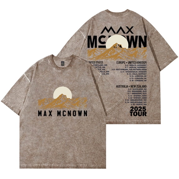Max McNown 2025 Tour Merch Wash T-Shirts Unisex Fashion Streetwear Cotton Short Sleeve Tee