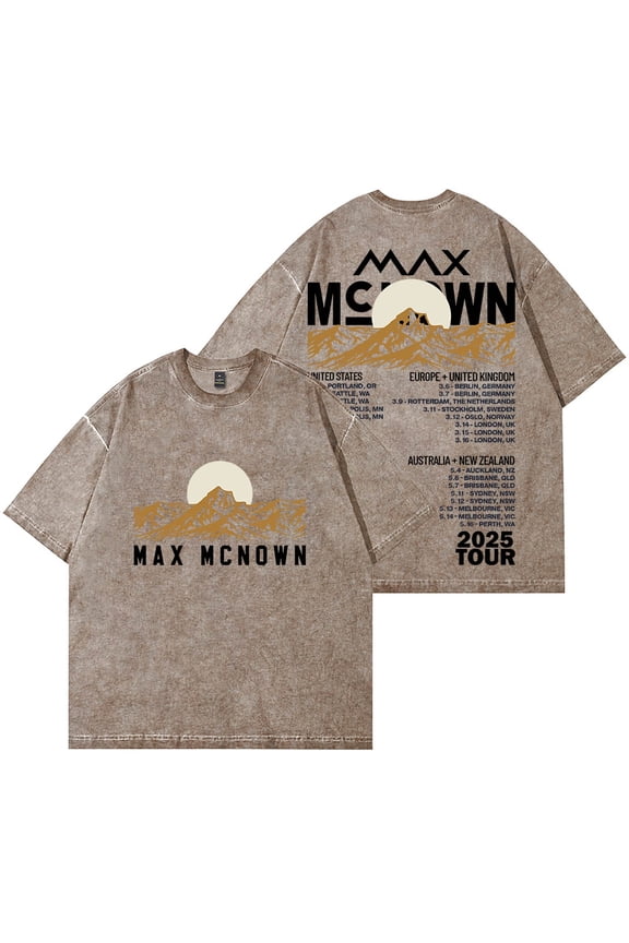 Max McNown 2025 Tour Merch Wash T-Shirts Unisex Fashion Streetwear Cotton Short Sleeve Tee