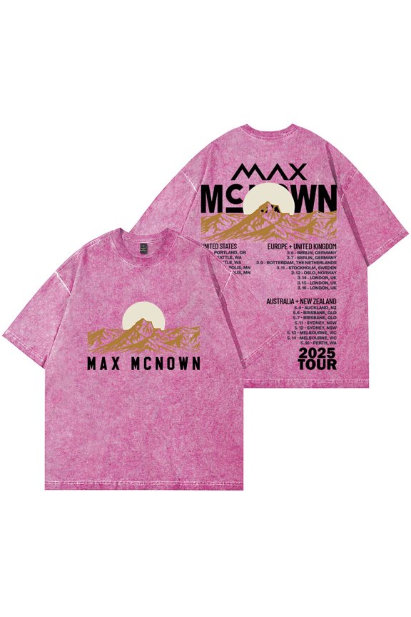 Max McNown 2025 Tour Merch Wash T-Shirts Unisex Fashion Streetwear Cotton Short Sleeve Tee