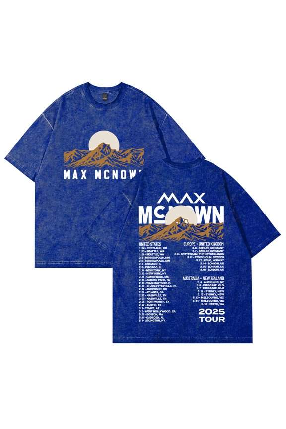 Max McNown 2025 Tour Washed Cotton Tee Women Men Crewneck Short Sleeve T-shirt