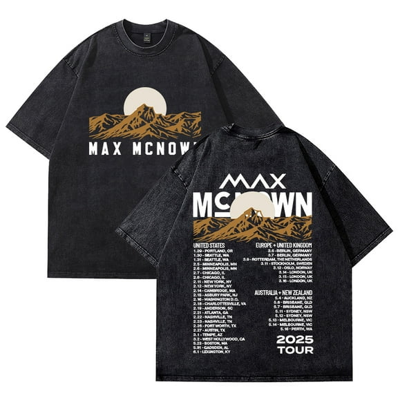 Max McNown 2025 Tour Washed Cotton Tee Women Men Crewneck Short Sleeve T-shirt