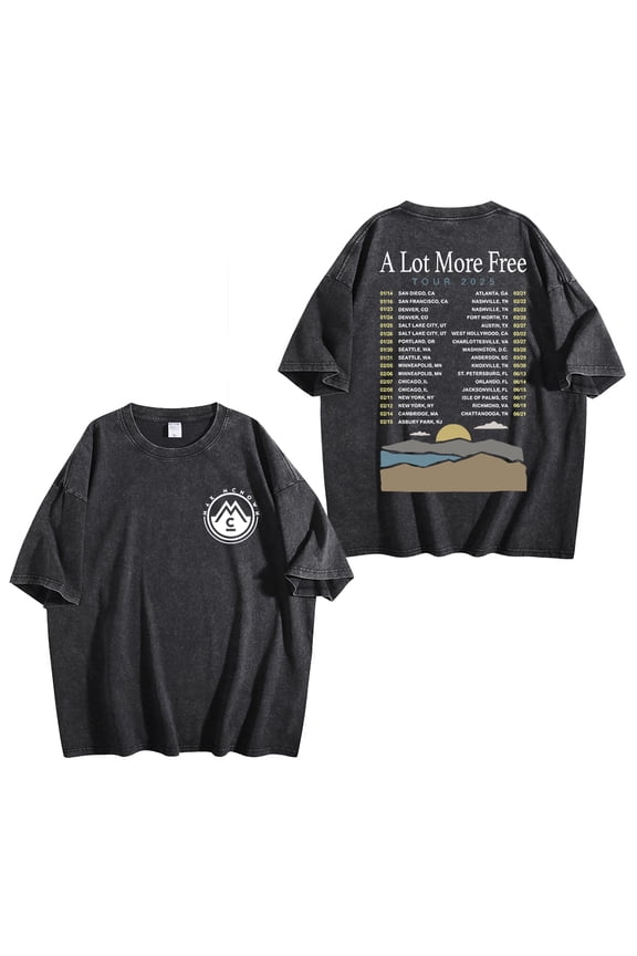 Max McNown A Lot More Free Tour 2025 Washed Cotton Tshirt Casual Short Sleeve Unisex Top