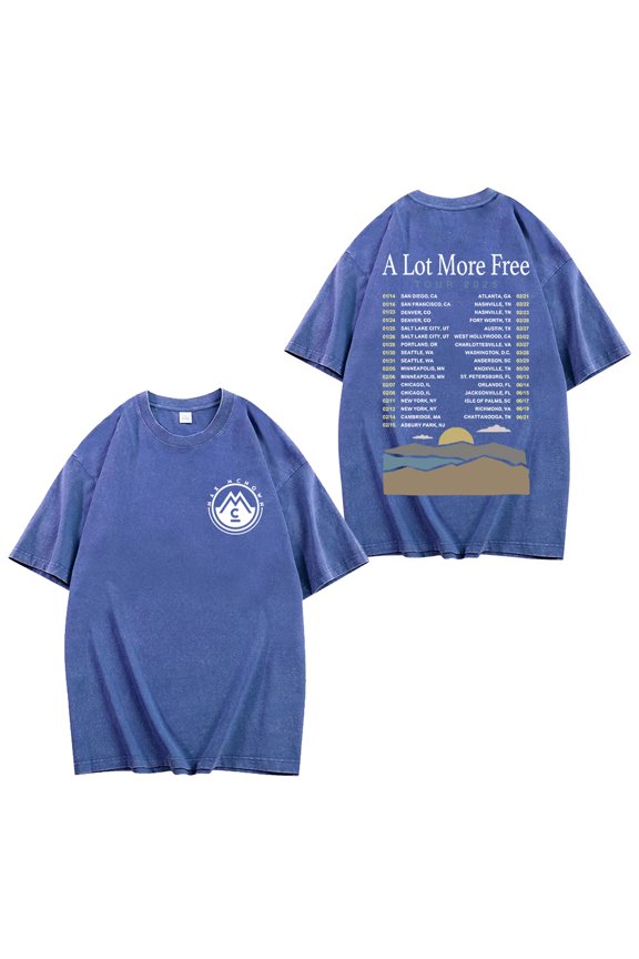 Max McNown A Lot More Free Tour 2025 Washed Cotton Tshirt Casual Short Sleeve Unisex Top