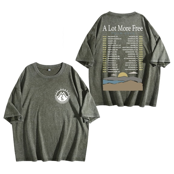 Max McNown A Lot More Free Tour 2025 Washed Cotton Tshirt Casual Short Sleeve Unisex Top