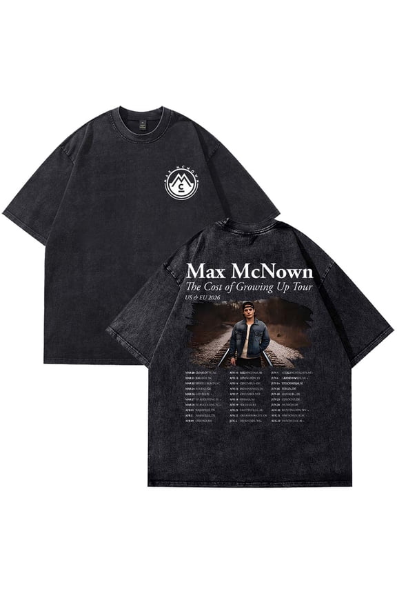 Max McNown The Cost of Growing Up Tour 2026 T-Shirt Cotton Wash Tee Women Men Short Sleeve Casual Crewneck Tee