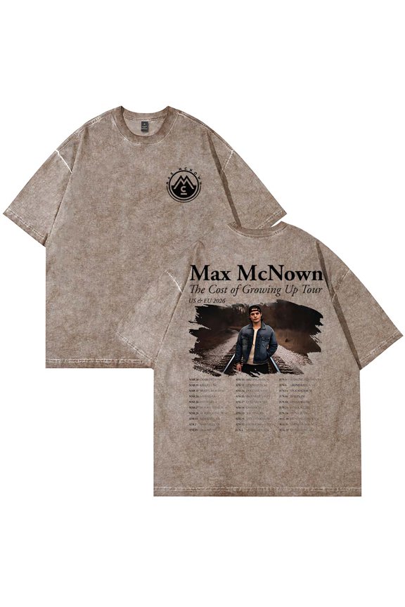 Max McNown The Cost of Growing Up Tour 2026 T-Shirt Cotton Wash Tee Women Men Short Sleeve Casual Crewneck Tee