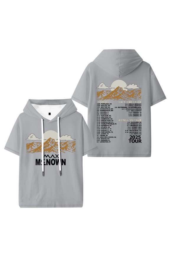 Max McNown Tour 2025 Hooded Tshirt Fashion Short Sleeve Hoody Hip Hop Pullover Tees