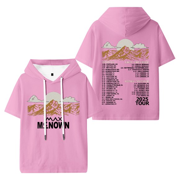 Max McNown Tour 2025 Hooded Tshirt Fashion Short Sleeve Hoody Hip Hop Pullover Tees