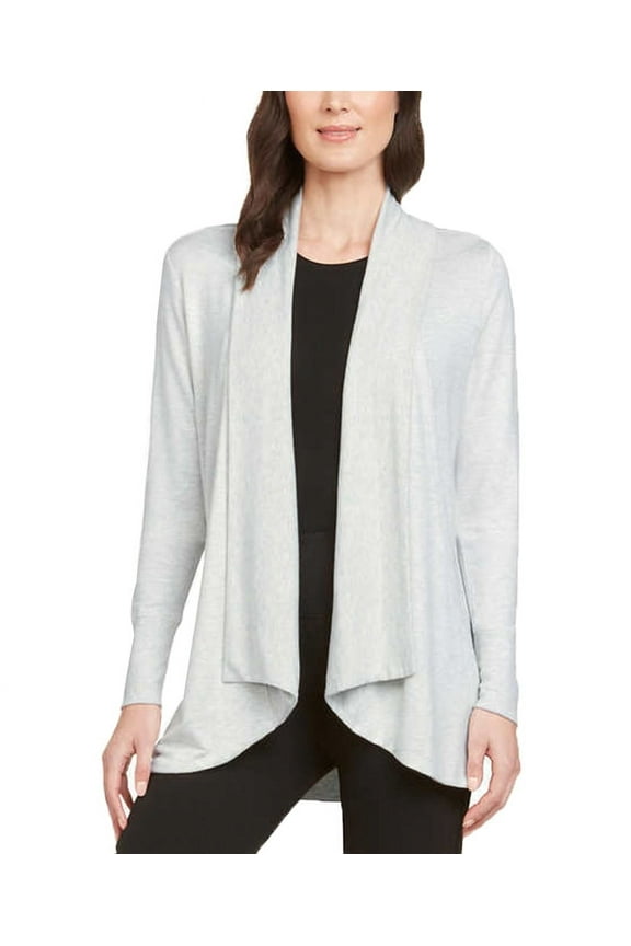 Ladies Drape Front Cardigan, Pearl Grey, Small